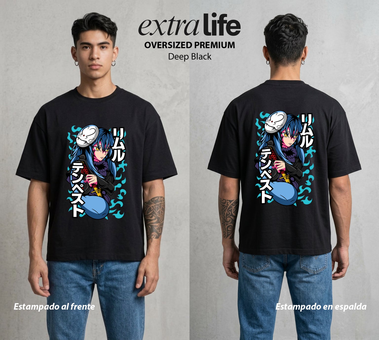 El Slime Todopoderoso | El Slime del Bien #04271 - Playera Oversized Premium | Deep Black - Foto en modelo