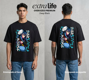 El Slime Todopoderoso | El Slime del Bien #04271 - Playera Oversized Premium | Deep Black - Foto en modelo