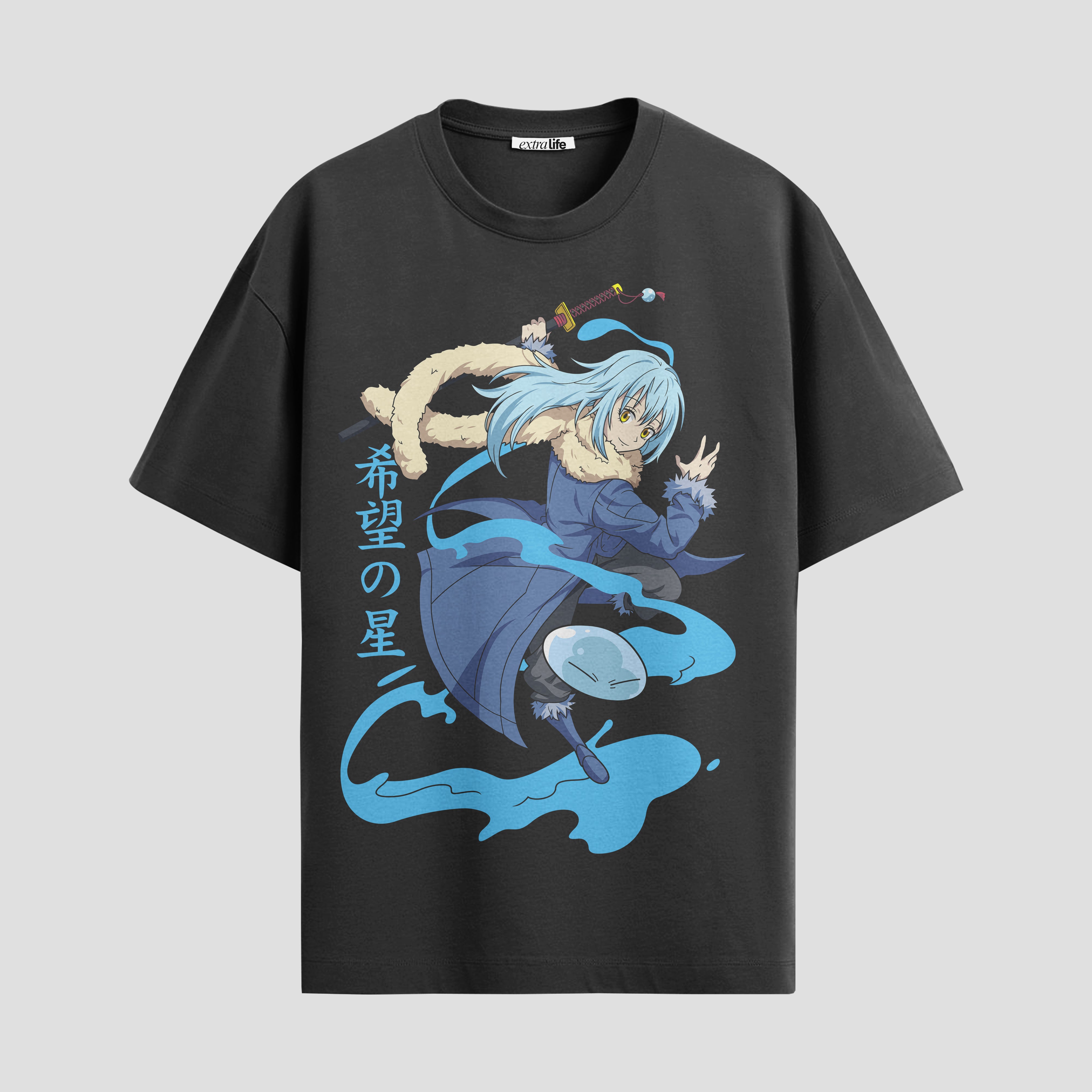 Playera urbana de anime y gaming ExtraLife MX, corte Standard Fit unisex ligero y transpirable en color Deep Black y Pure White, ropa de uso diario para gym y casual.