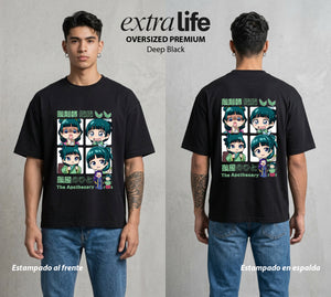 Secretos del Palacio | La Farmaceutica del Bien #04278 - Playera Oversized Premium | Deep Black - Foto en modelo