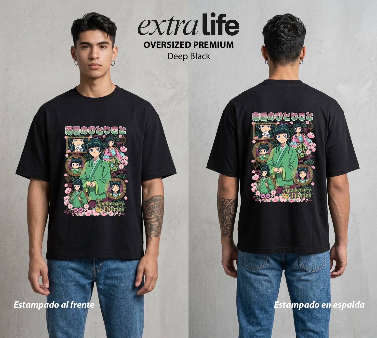Secretos del Palacio | La Farmaceutica del Bien #04282 - Playera Oversized Premium | Deep Black - Foto en modelo