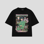 Playera streetwear premium de anime y gaming ExtraLife MX, corte oversized drop shoulder ligero y fresco en color Deep Black y Off-White, moda urbana mexicana de culto.