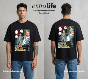 El Estudio del Viento | El Niño y la Garza #04283 - Playera Oversized Premium | Deep Black - Foto en modelo