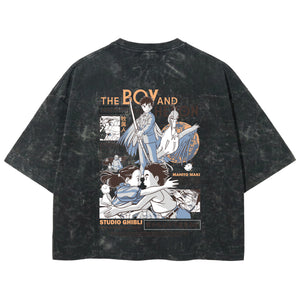 Playera streetwear premium de anime y gaming ExtraLife MX, corte boxy deluxe mineral wash heavyweight en color Acid Wash, moda urbana mexicana de culto.