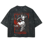 Playera streetwear premium de anime y gaming ExtraLife MX, corte boxy deluxe mineral wash heavyweight en color Acid Wash, moda urbana mexicana de culto.