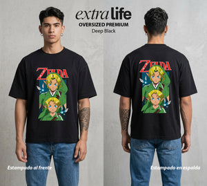 La Leyenda de la Princesa | La Princesa del Triforce #04293 - Playera Oversized Premium | Deep Black - Foto en modelo