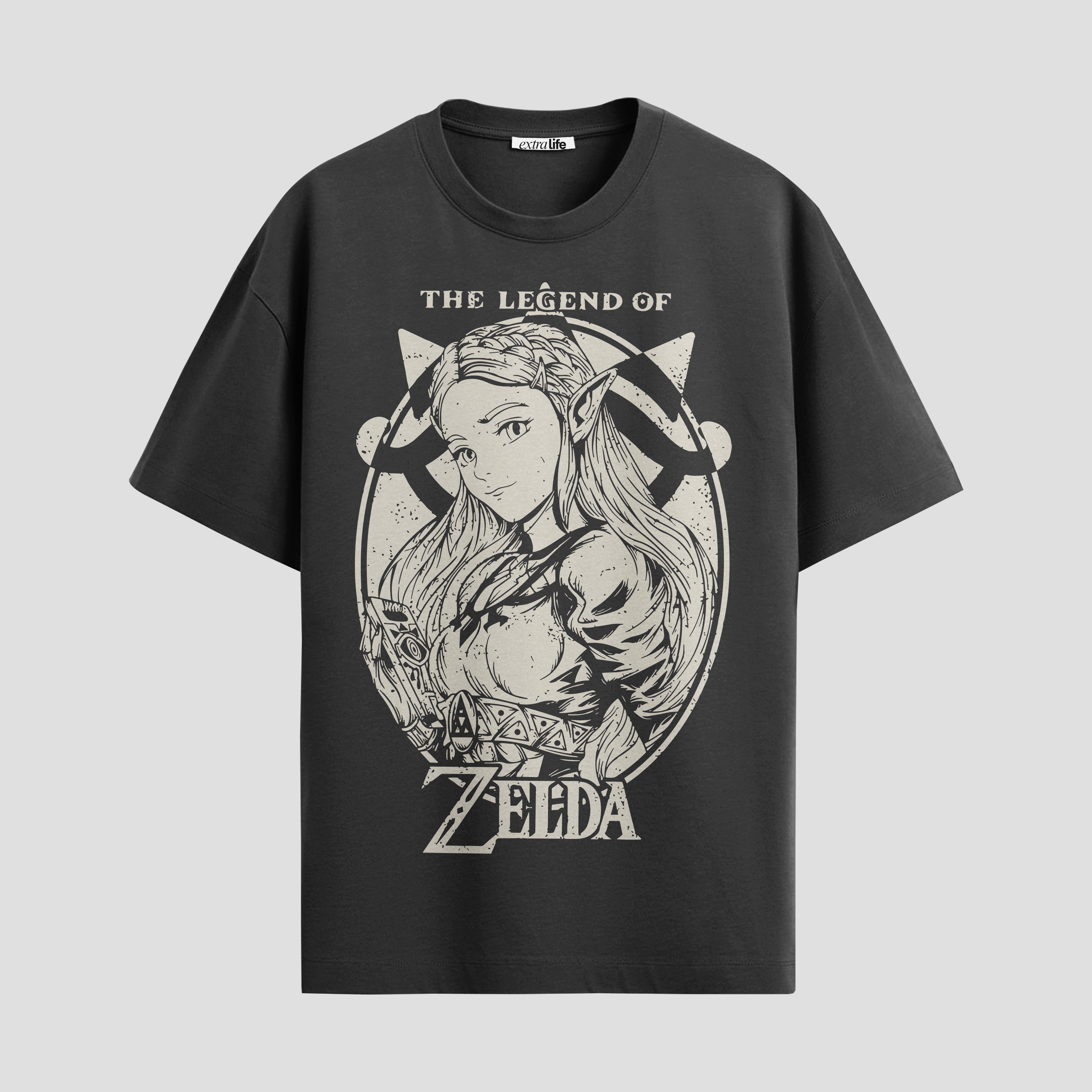 Playera urbana de anime y gaming ExtraLife MX, corte Standard Fit unisex ligero y transpirable en color Deep Black y Pure White, ropa de uso diario para gym y casual.