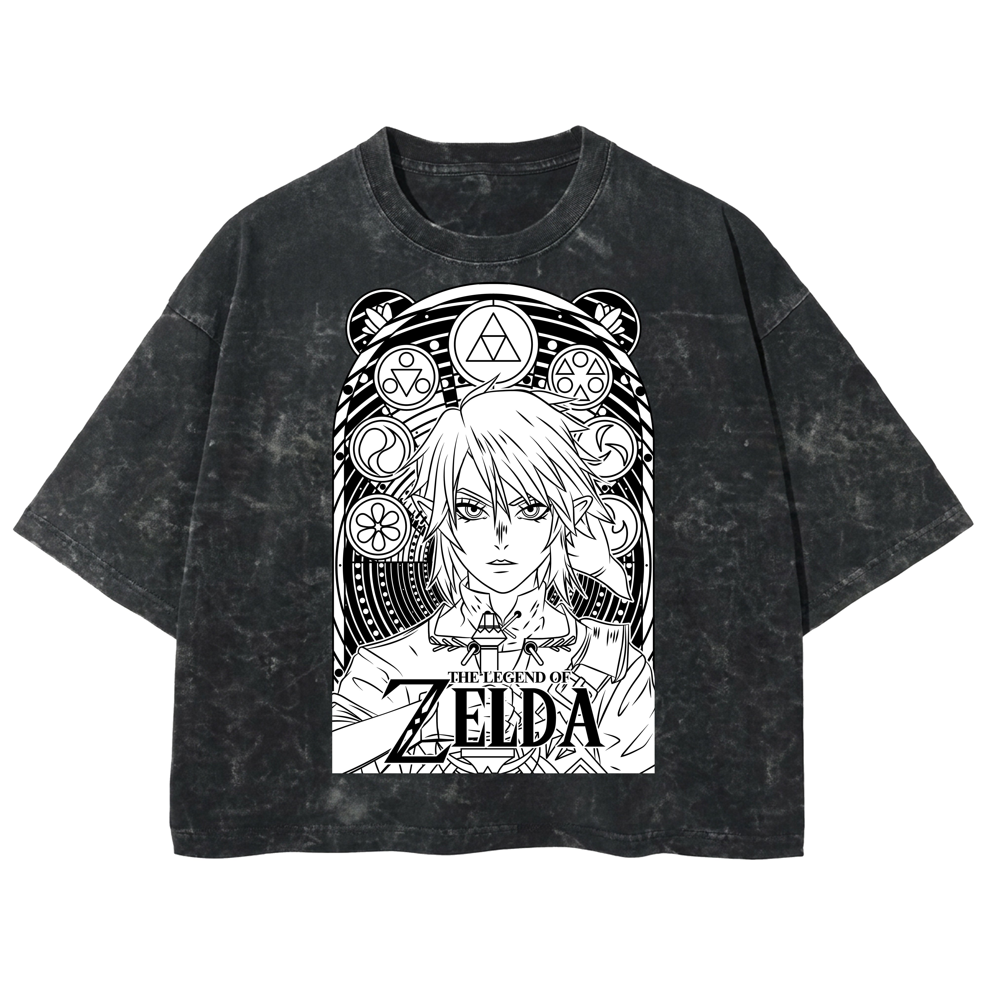 Playera streetwear premium de anime y gaming ExtraLife MX, corte boxy deluxe mineral wash heavyweight en color Acid Wash, moda urbana mexicana de culto.