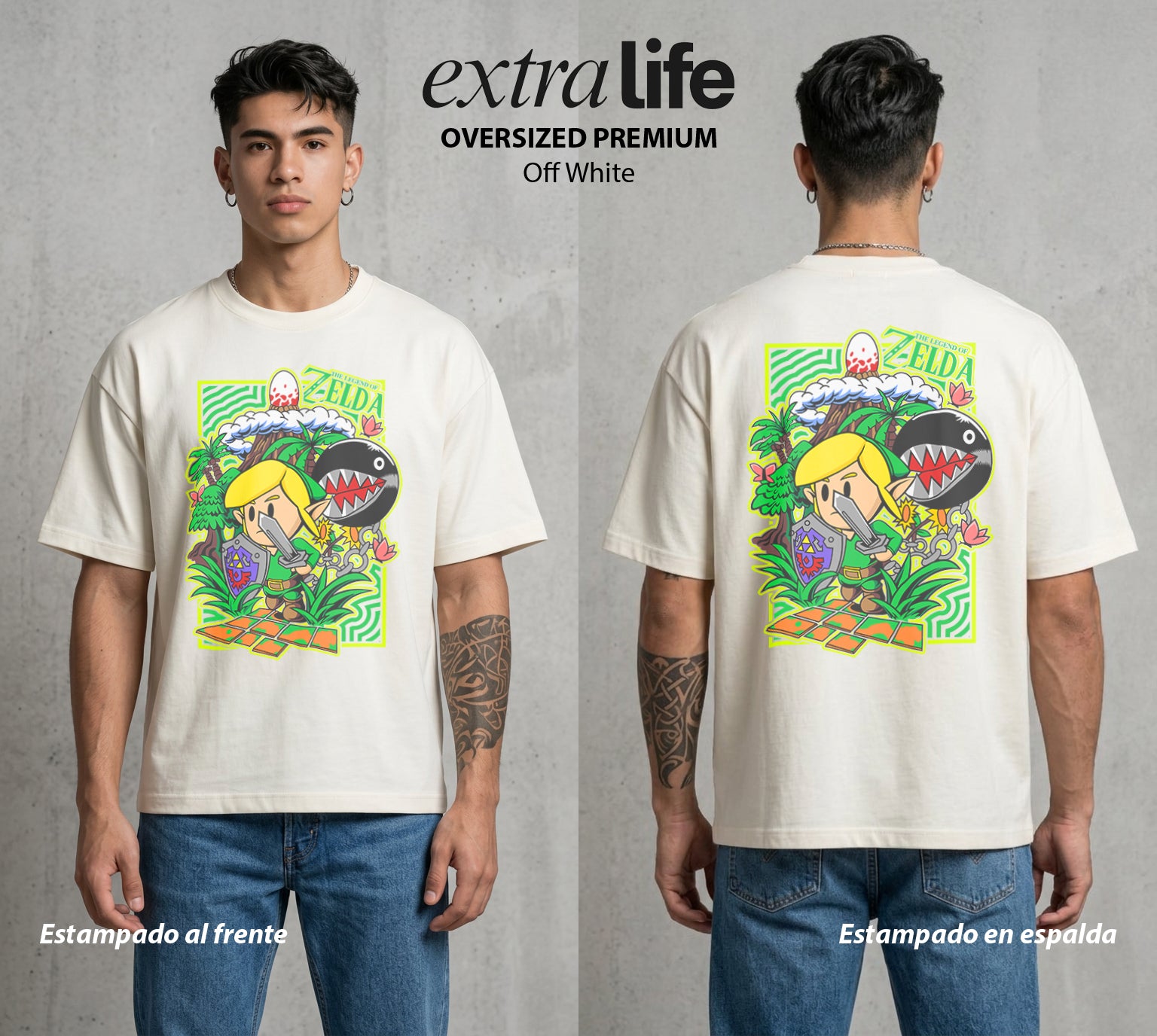 La Leyenda de la Princesa | El Elegido de la Espada #04300 - Playera Oversized Premium | Off White - Foto en modelo