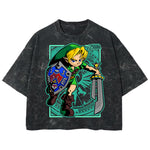Playera streetwear premium de anime y gaming ExtraLife MX, corte boxy deluxe mineral wash heavyweight en color Acid Wash, moda urbana mexicana de culto.