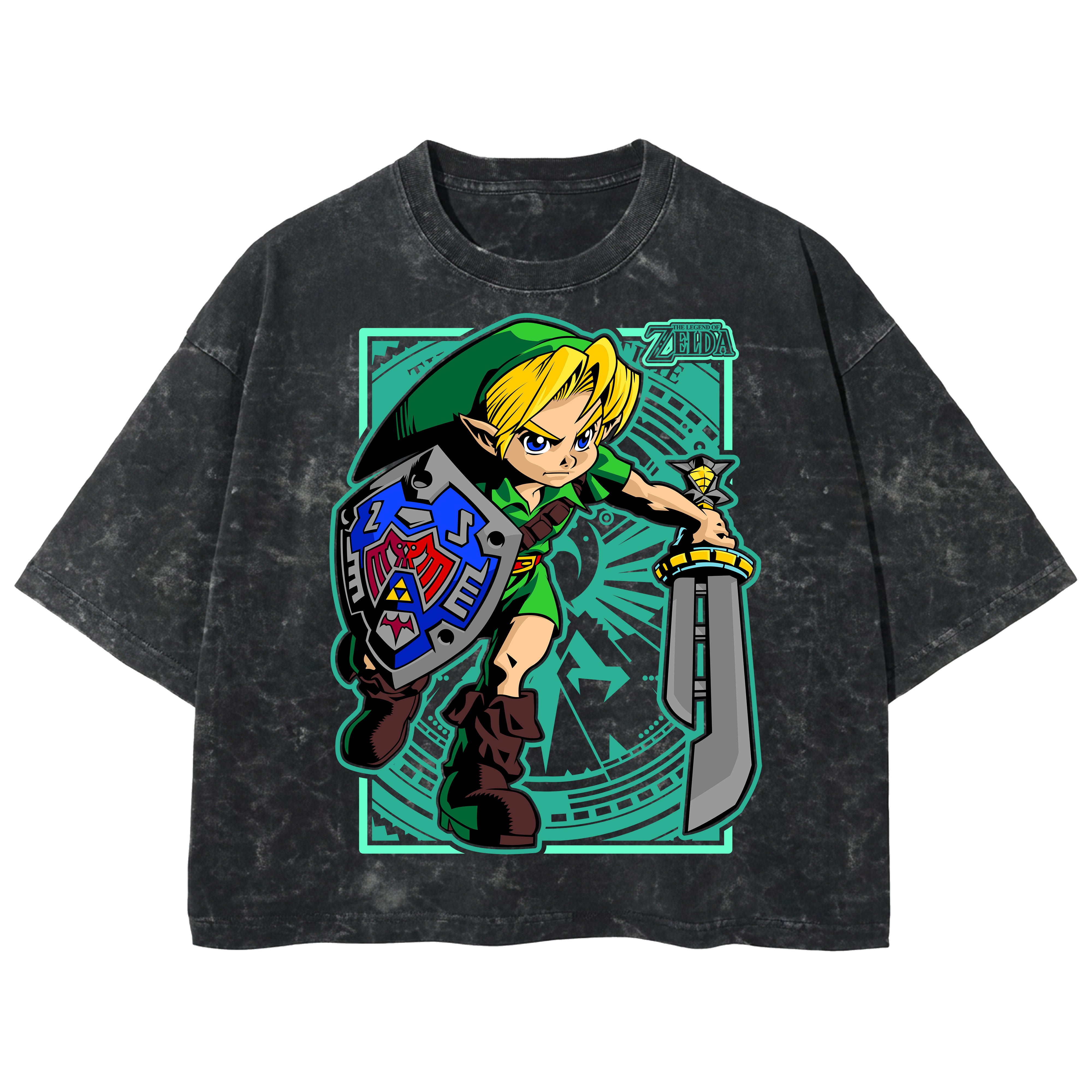 Playera streetwear premium de anime y gaming ExtraLife MX, corte boxy deluxe mineral wash heavyweight en color Acid Wash, moda urbana mexicana de culto.