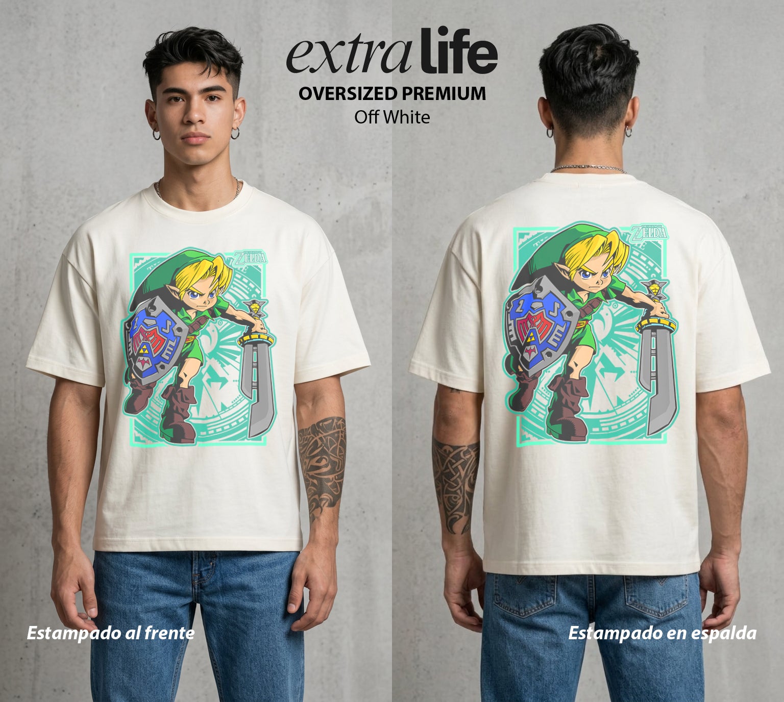 La Leyenda de la Princesa | El Campeon del Tiempo #04301 - Playera Oversized Premium | Off White - Foto en modelo