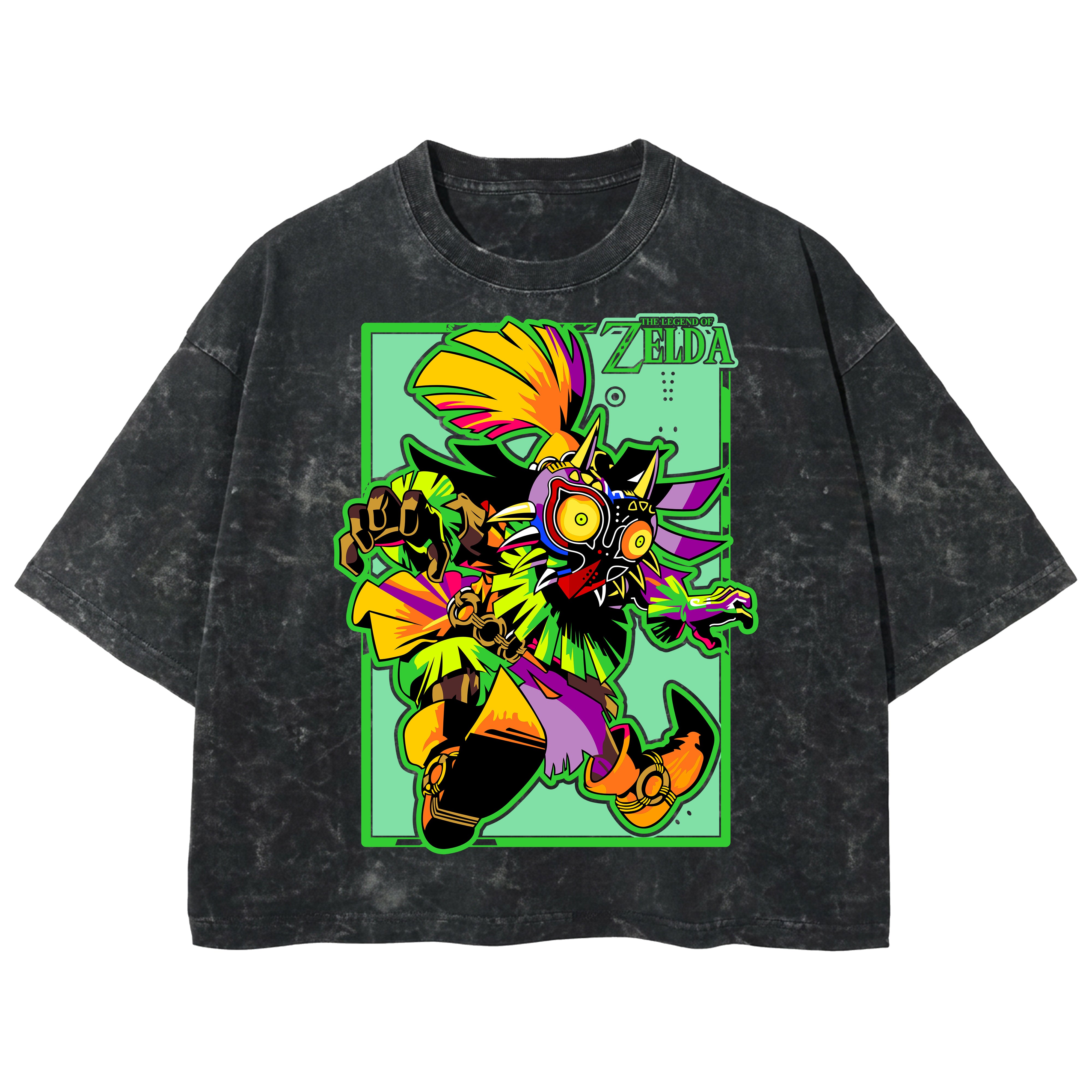 Playera streetwear premium de anime y gaming ExtraLife MX, corte boxy deluxe mineral wash heavyweight en color Acid Wash, moda urbana mexicana de culto.