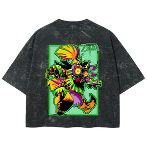 Playera streetwear premium de anime y gaming ExtraLife MX, corte boxy deluxe mineral wash heavyweight en color Acid Wash, moda urbana mexicana de culto.