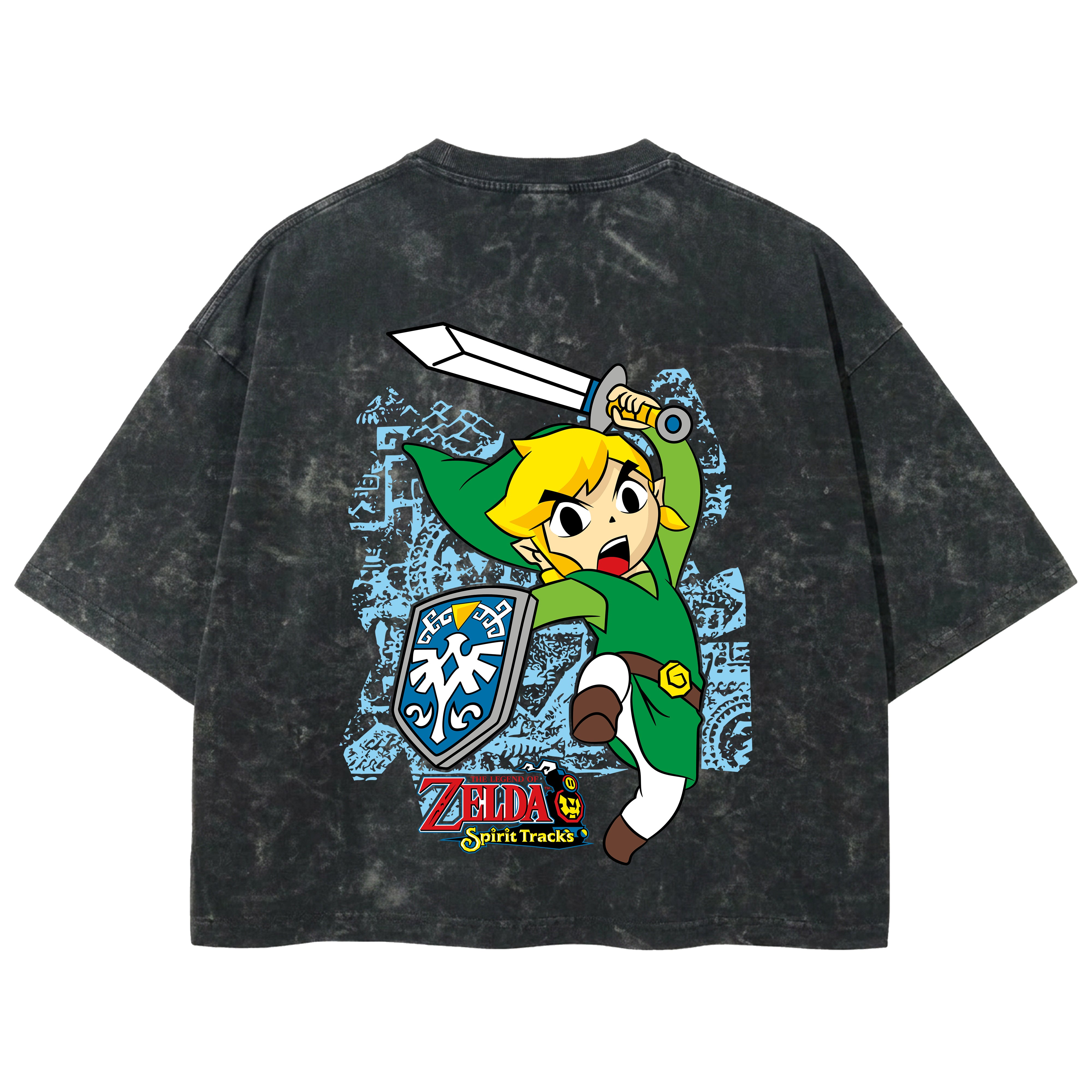Playera streetwear premium de anime y gaming ExtraLife MX, corte boxy deluxe mineral wash heavyweight en color Acid Wash, moda urbana mexicana de culto.