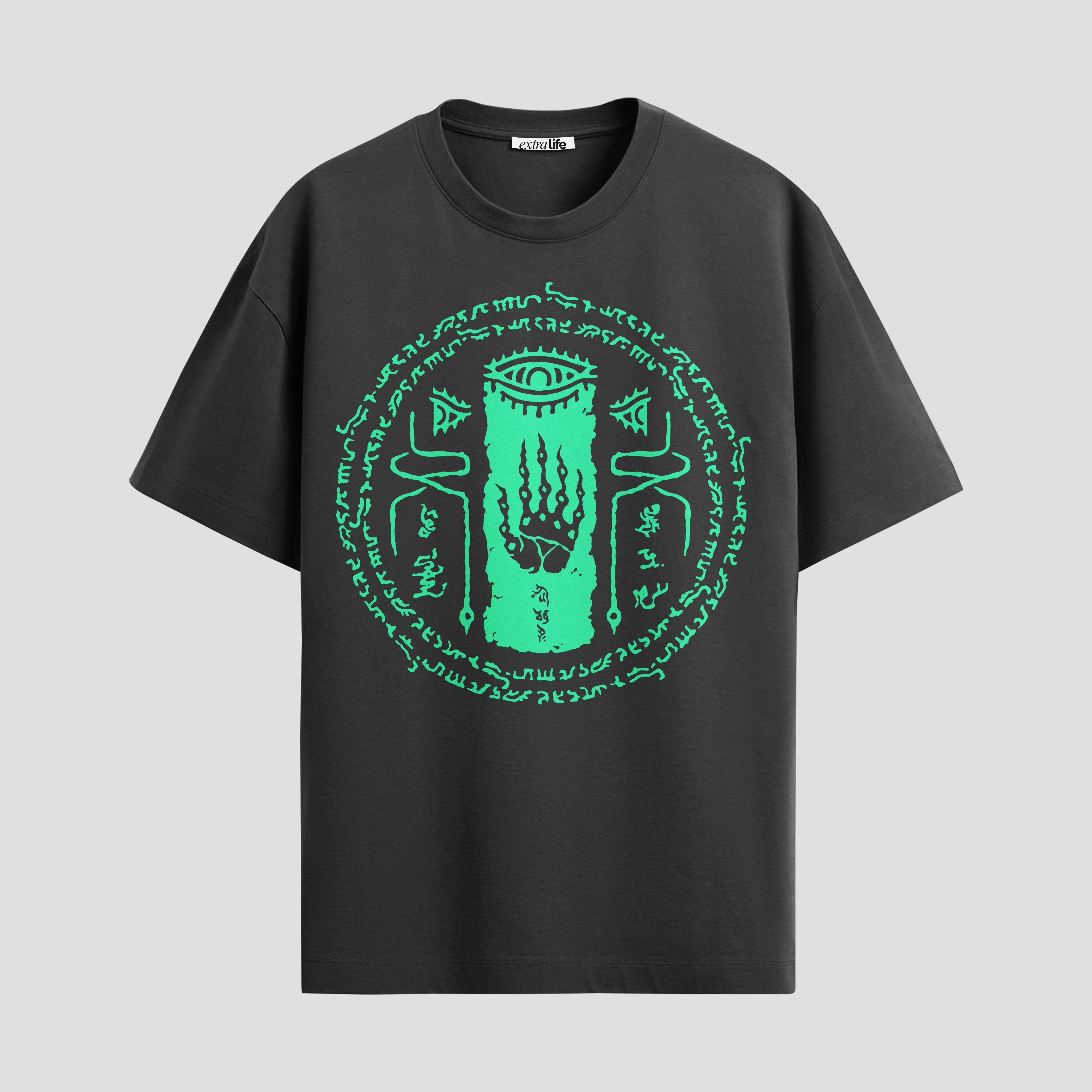 Playera urbana de anime y gaming ExtraLife MX, corte Standard Fit unisex ligero y transpirable en color Deep Black y Pure White, ropa de uso diario para gym y casual.
