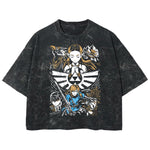 Playera streetwear premium de anime y gaming ExtraLife MX, corte boxy deluxe mineral wash heavyweight en color Acid Wash, moda urbana mexicana de culto.