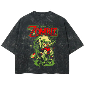 Playera streetwear premium de anime y gaming ExtraLife MX, corte boxy deluxe mineral wash heavyweight en color Acid Wash, moda urbana mexicana de culto.