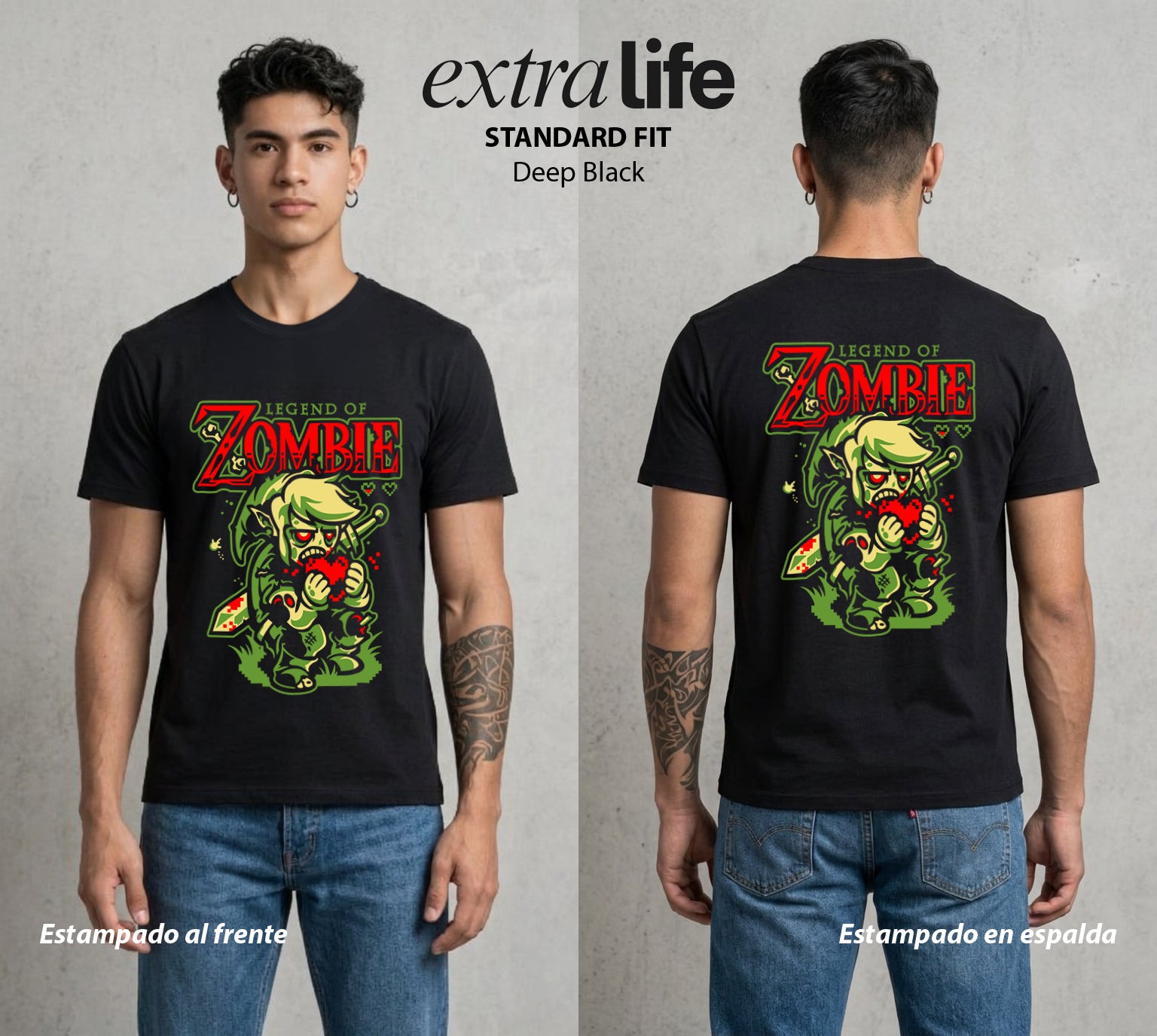 La Leyenda de la Princesa | La Princesa del Triforce #04315 - Playera Standard Fit | Deep Black - Foto en modelo