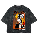 Playera streetwear premium de anime y gaming ExtraLife MX, corte boxy deluxe mineral wash heavyweight en color Acid Wash, moda urbana mexicana de culto.
