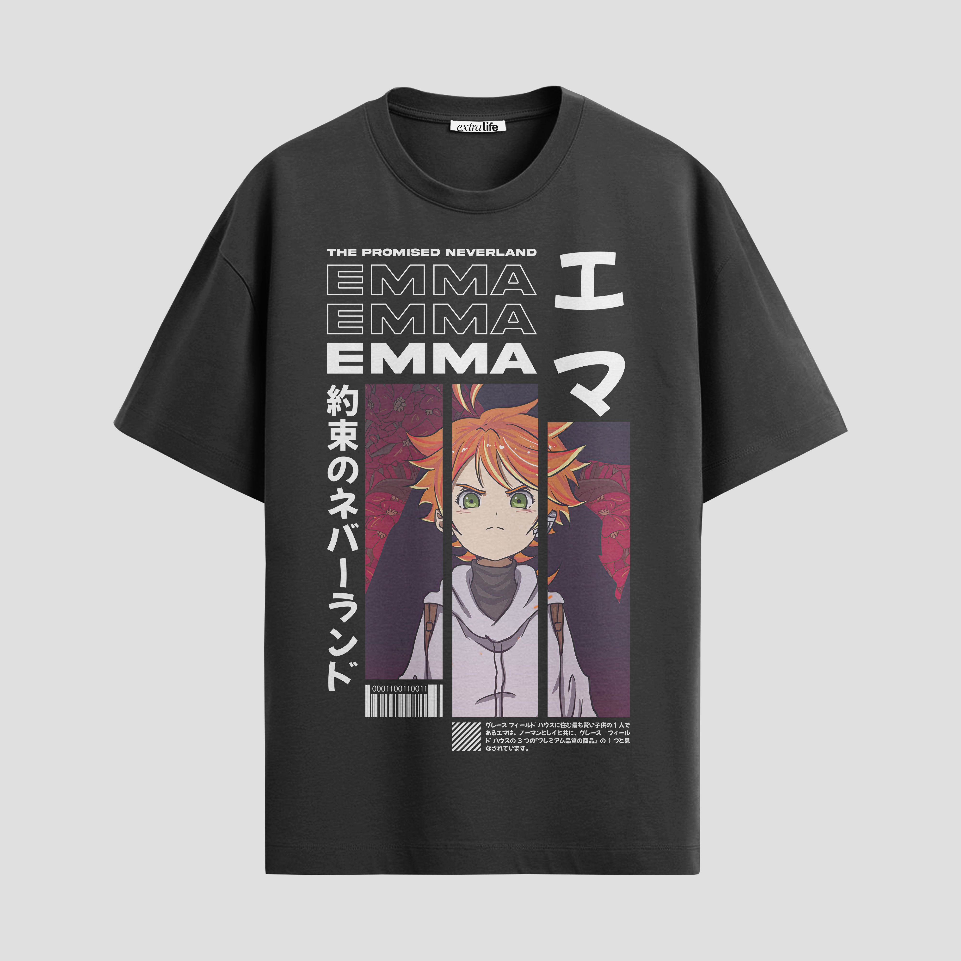 Playera urbana de anime y gaming ExtraLife MX, corte Standard Fit unisex ligero y transpirable en color Deep Black y Pure White, ropa de uso diario para gym y casual.