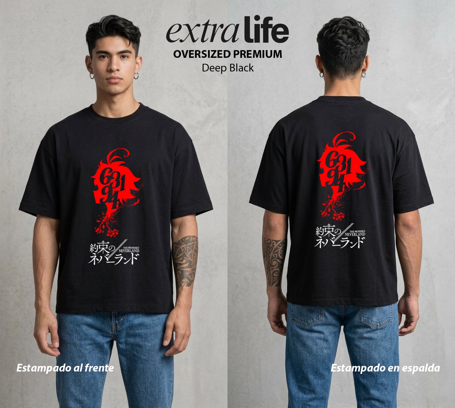 La Granja Prometida | El Sello del Bien #04322 - Playera Oversized Premium | Deep Black - Foto en modelo