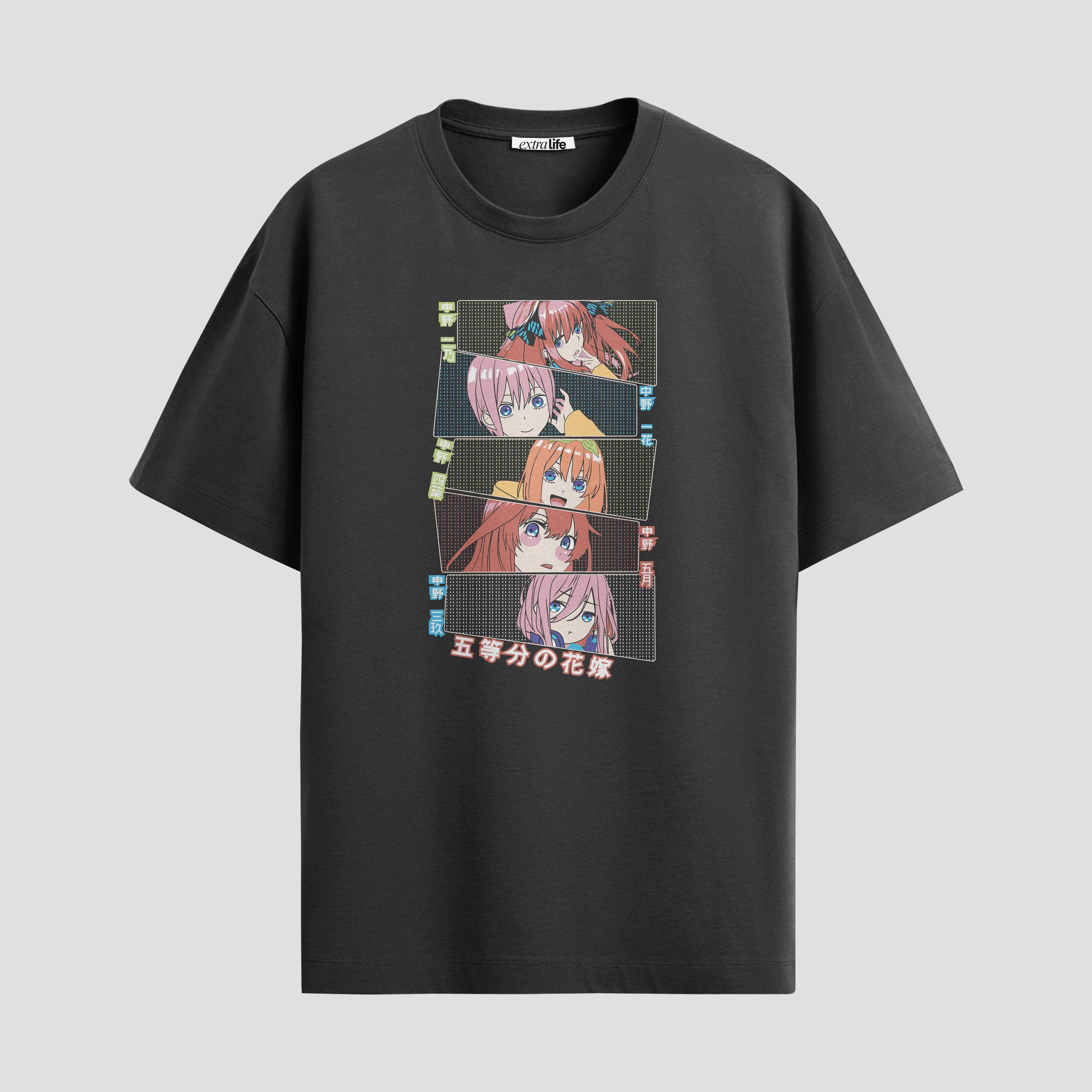 Playera urbana de anime y gaming ExtraLife MX, corte Standard Fit unisex ligero y transpirable en color Deep Black y Pure White, ropa de uso diario para gym y casual.