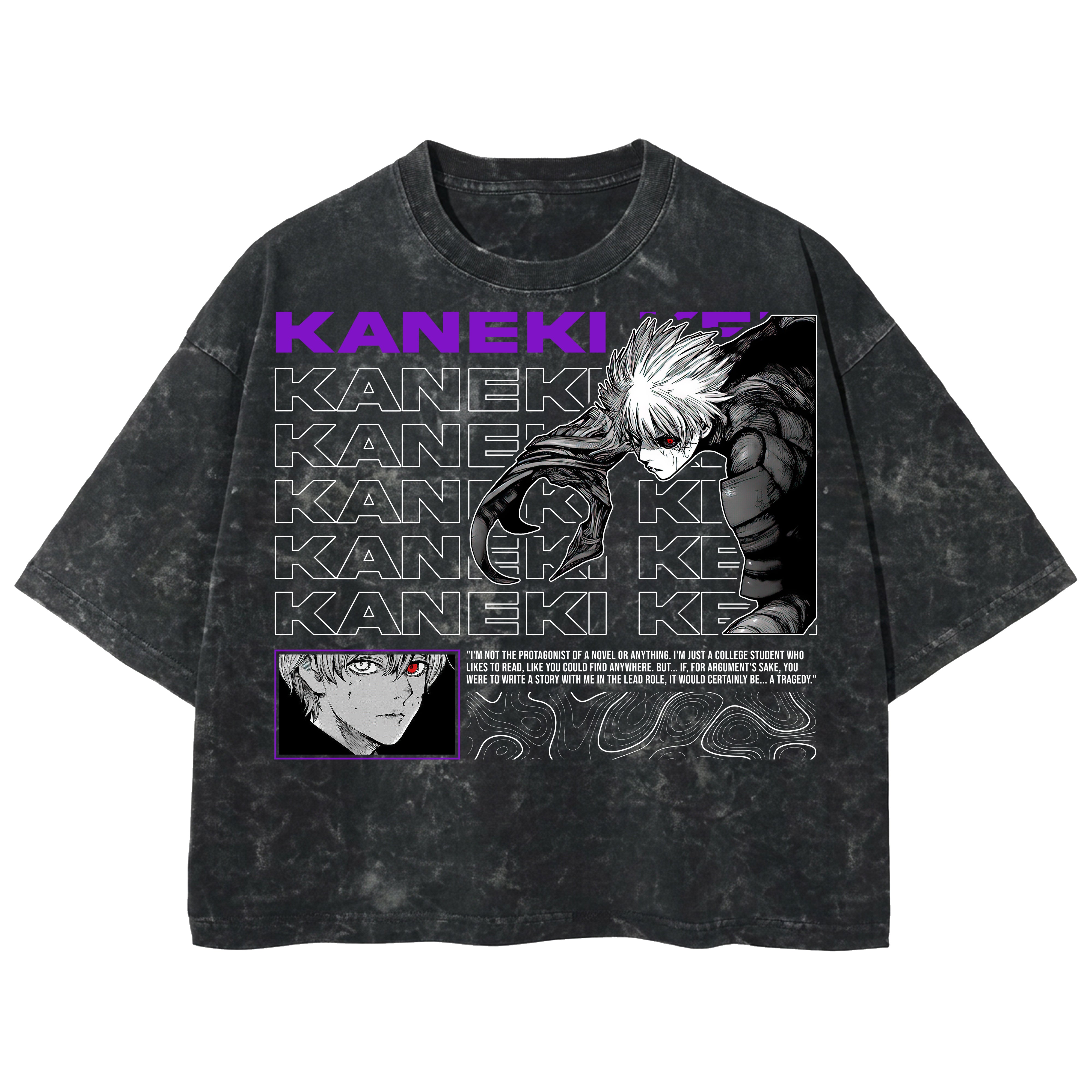 Playera streetwear premium de anime y gaming ExtraLife MX, corte boxy deluxe mineral wash heavyweight en color Acid Wash, moda urbana mexicana de culto.