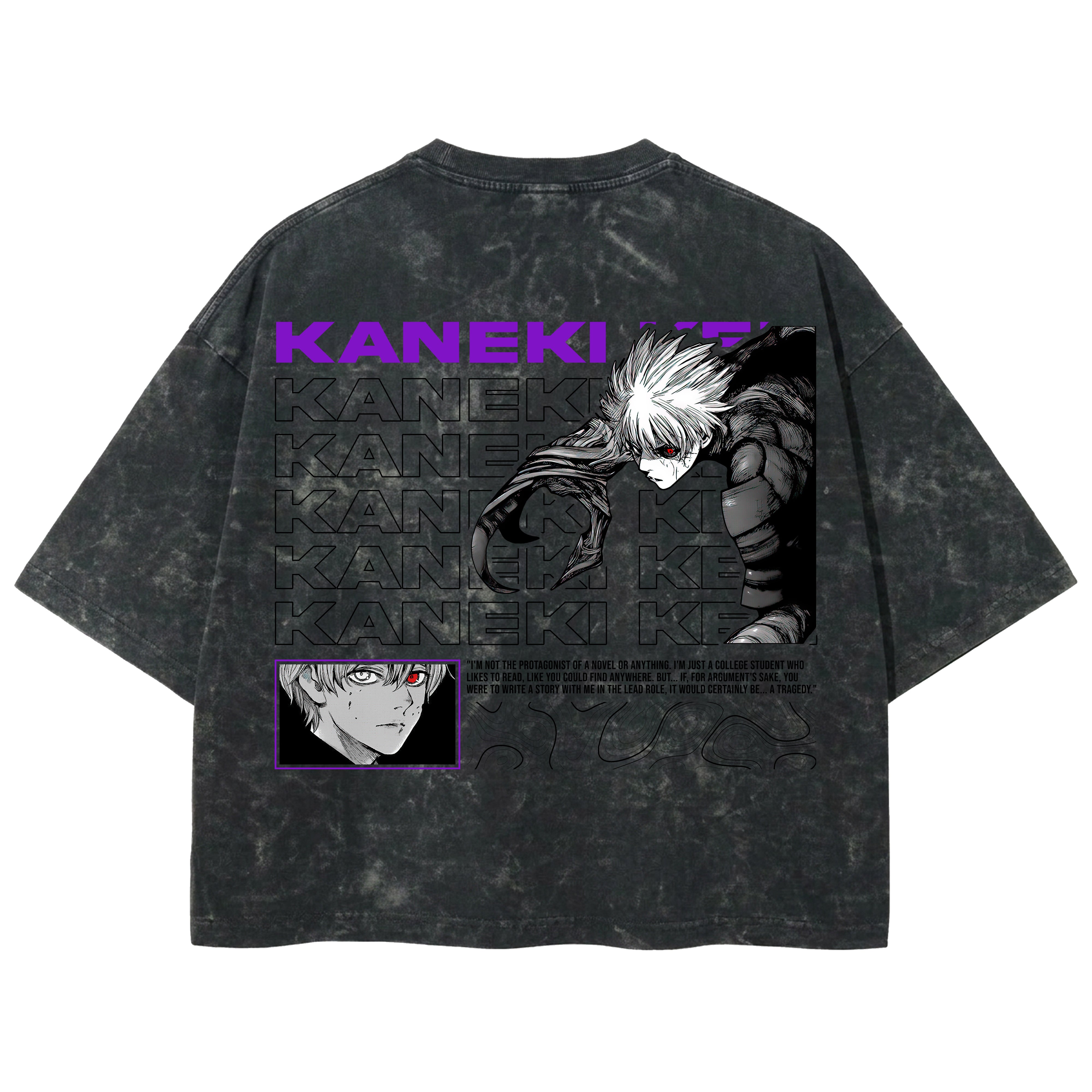 Playera streetwear premium de anime y gaming ExtraLife MX, corte boxy deluxe mineral wash heavyweight en color Acid Wash, moda urbana mexicana de culto.