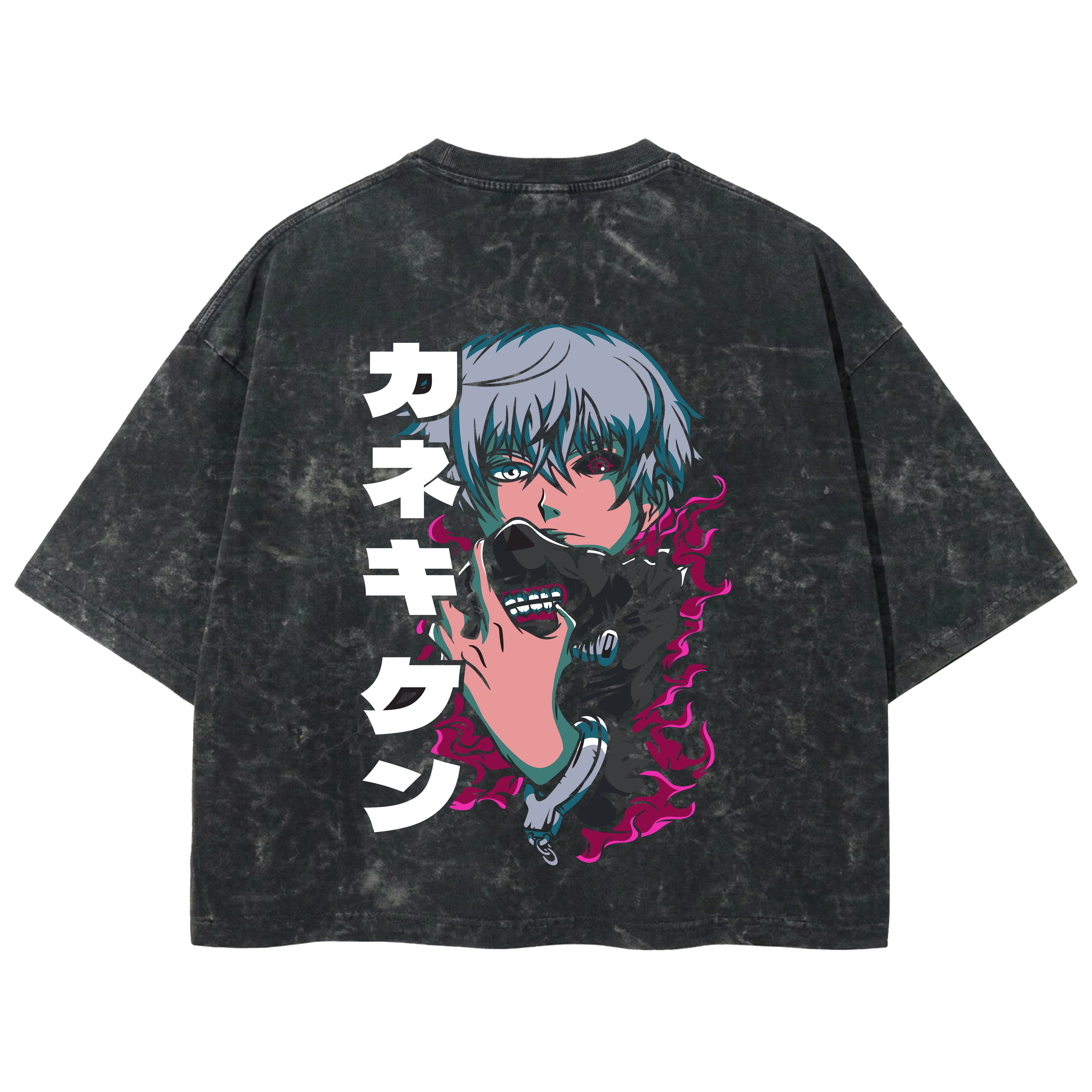 Playera streetwear premium de anime y gaming ExtraLife MX, corte boxy deluxe mineral wash heavyweight en color Acid Wash, moda urbana mexicana de culto.
