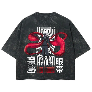 Playera streetwear premium de anime y gaming ExtraLife MX, corte boxy deluxe mineral wash heavyweight en color Acid Wash, moda urbana mexicana de culto.