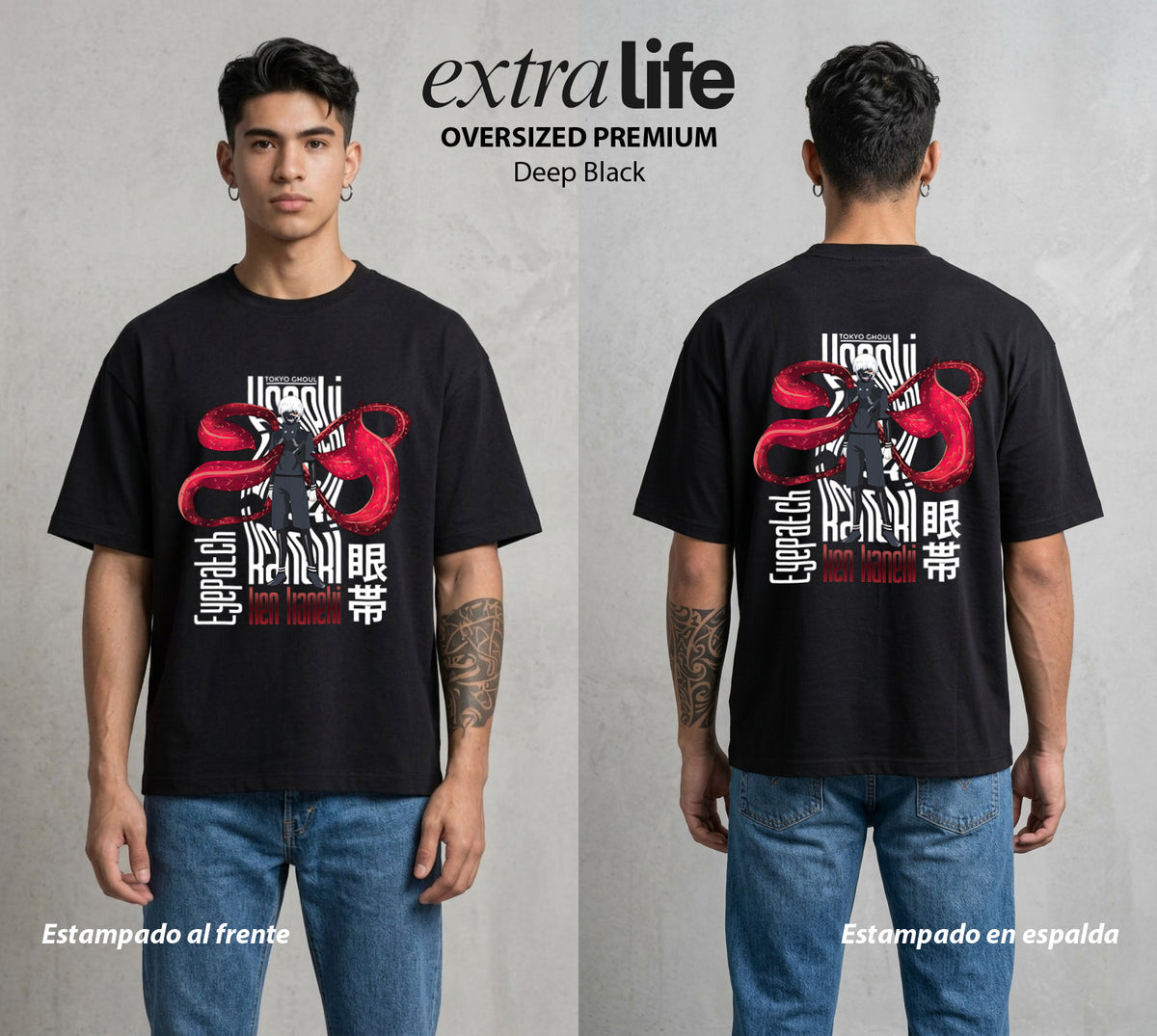 Ciudad de Ghouls | El Discipulo del Maestro #04349 - Playera Oversized Premium | Deep Black - Foto en modelo