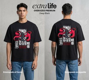 Ciudad de Ghouls | El Discipulo del Maestro #04349 - Playera Oversized Premium | Deep Black - Foto en modelo