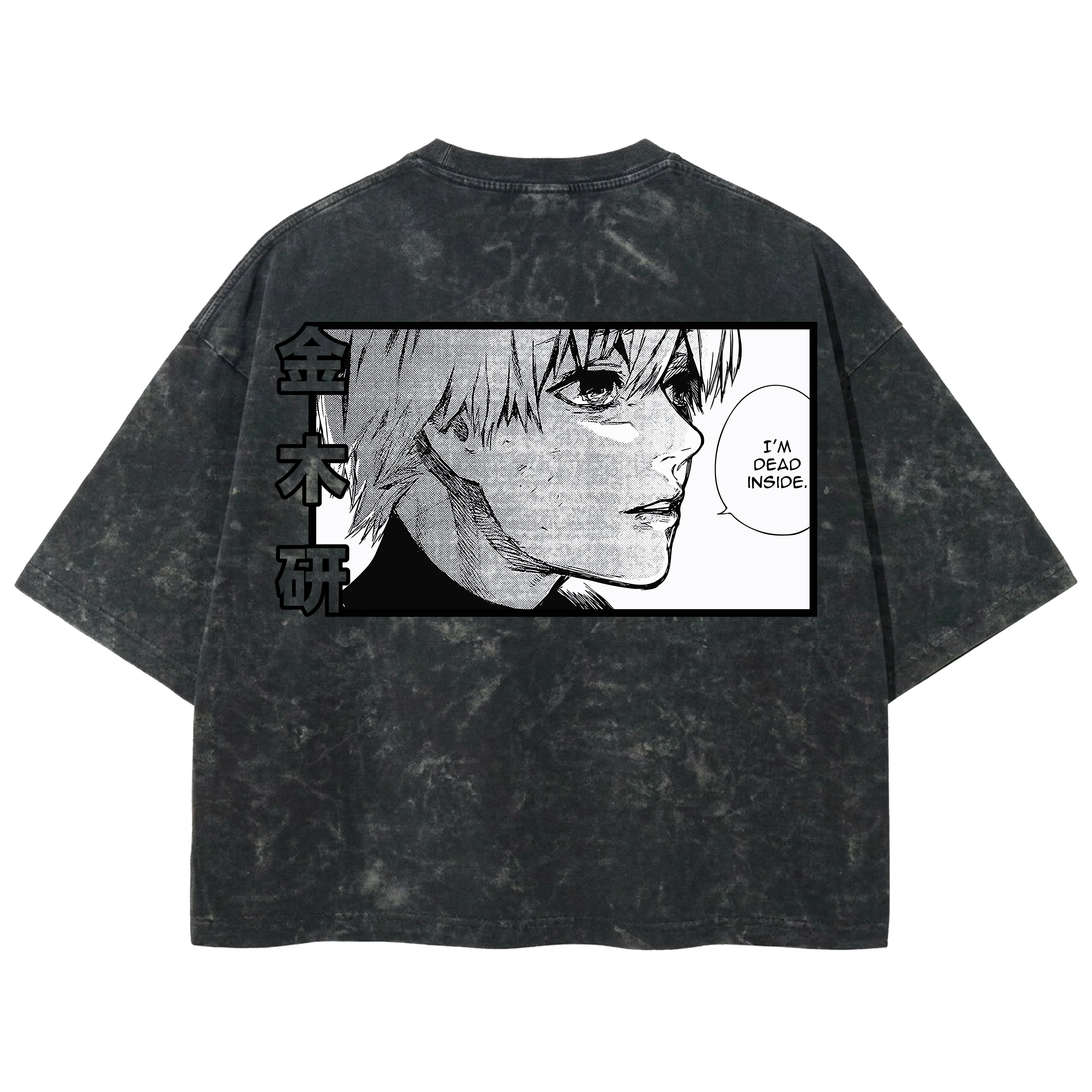 Playera streetwear premium de anime y gaming ExtraLife MX, corte boxy deluxe mineral wash heavyweight en color Acid Wash, moda urbana mexicana de culto.