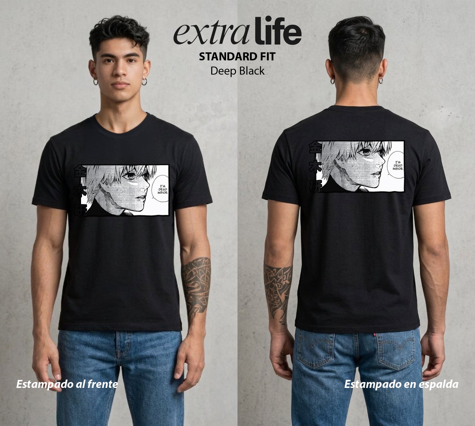 Ciudad de Ghouls | La Llama del Dojo #04350 - Playera Standard Fit | Deep Black - Foto en modelo