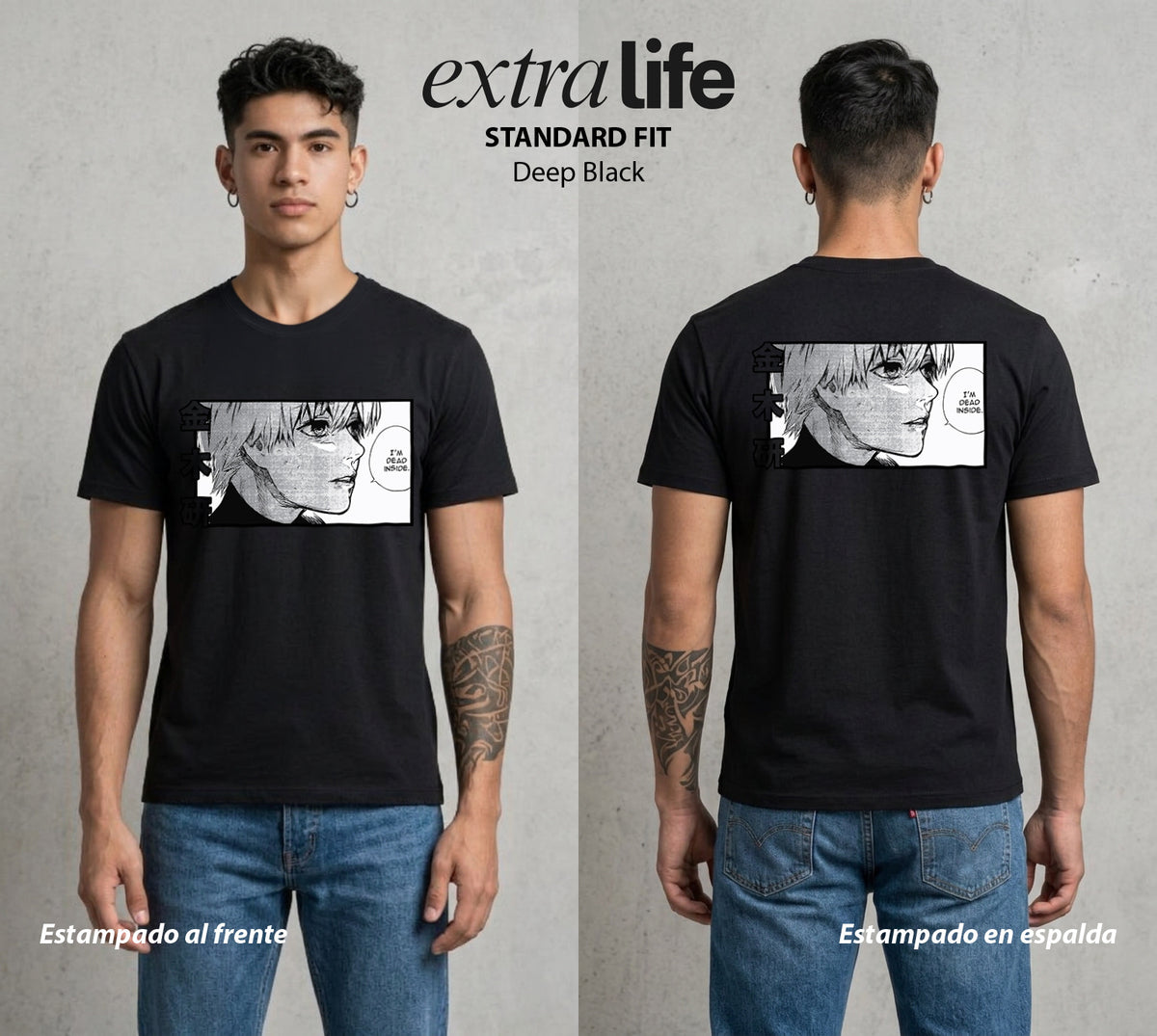 Ciudad de Ghouls | La Llama del Dojo #04350 - Playera Classic Premium | Deep Black - Foto en modelo