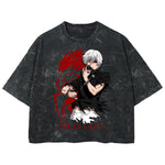 Playera streetwear premium de anime y gaming ExtraLife MX, corte boxy deluxe mineral wash heavyweight en color Acid Wash, moda urbana mexicana de culto.