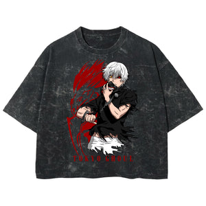 Playera streetwear premium de anime y gaming ExtraLife MX, corte boxy deluxe mineral wash heavyweight en color Acid Wash, moda urbana mexicana de culto.