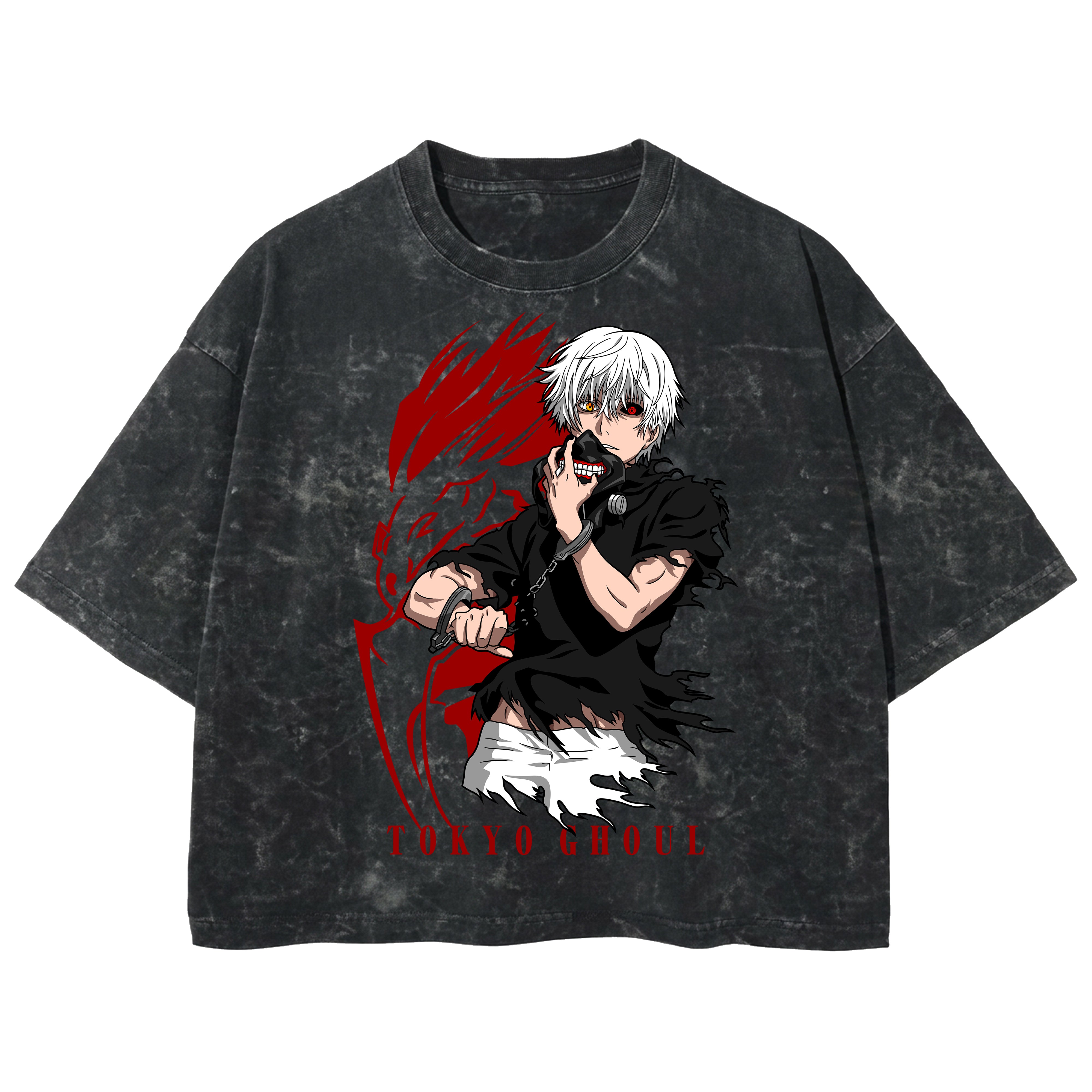 Playera streetwear premium de anime y gaming ExtraLife MX, corte boxy deluxe mineral wash heavyweight en color Acid Wash, moda urbana mexicana de culto.