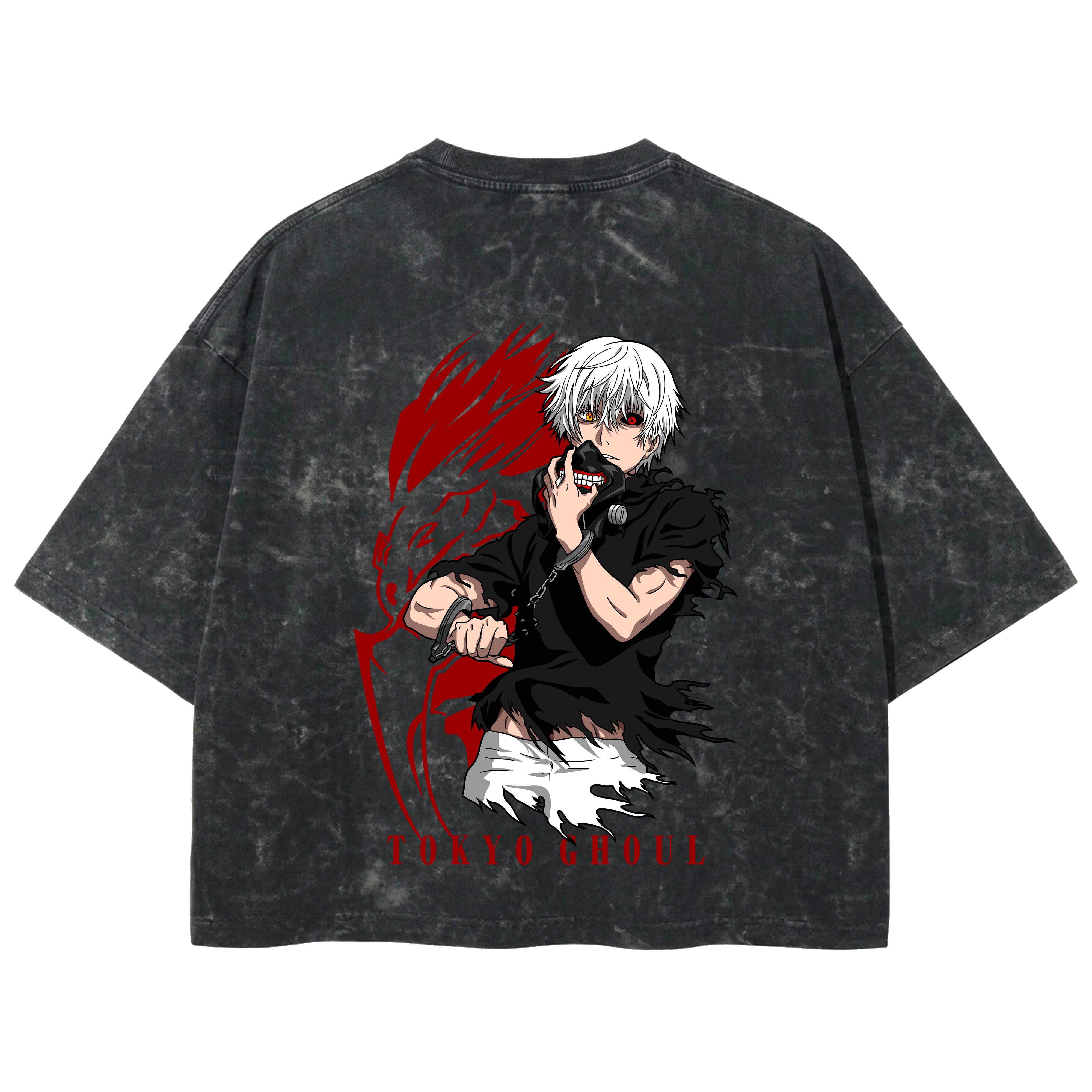 Playera streetwear premium de anime y gaming ExtraLife MX, corte boxy deluxe mineral wash heavyweight en color Acid Wash, moda urbana mexicana de culto.