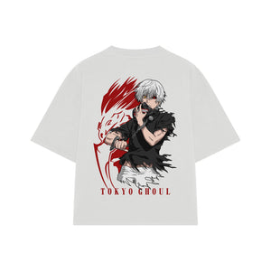 Playera streetwear premium de anime y gaming ExtraLife MX, corte oversized drop shoulder ligero y fresco en color Deep Black y Off-White, moda urbana mexicana de culto.