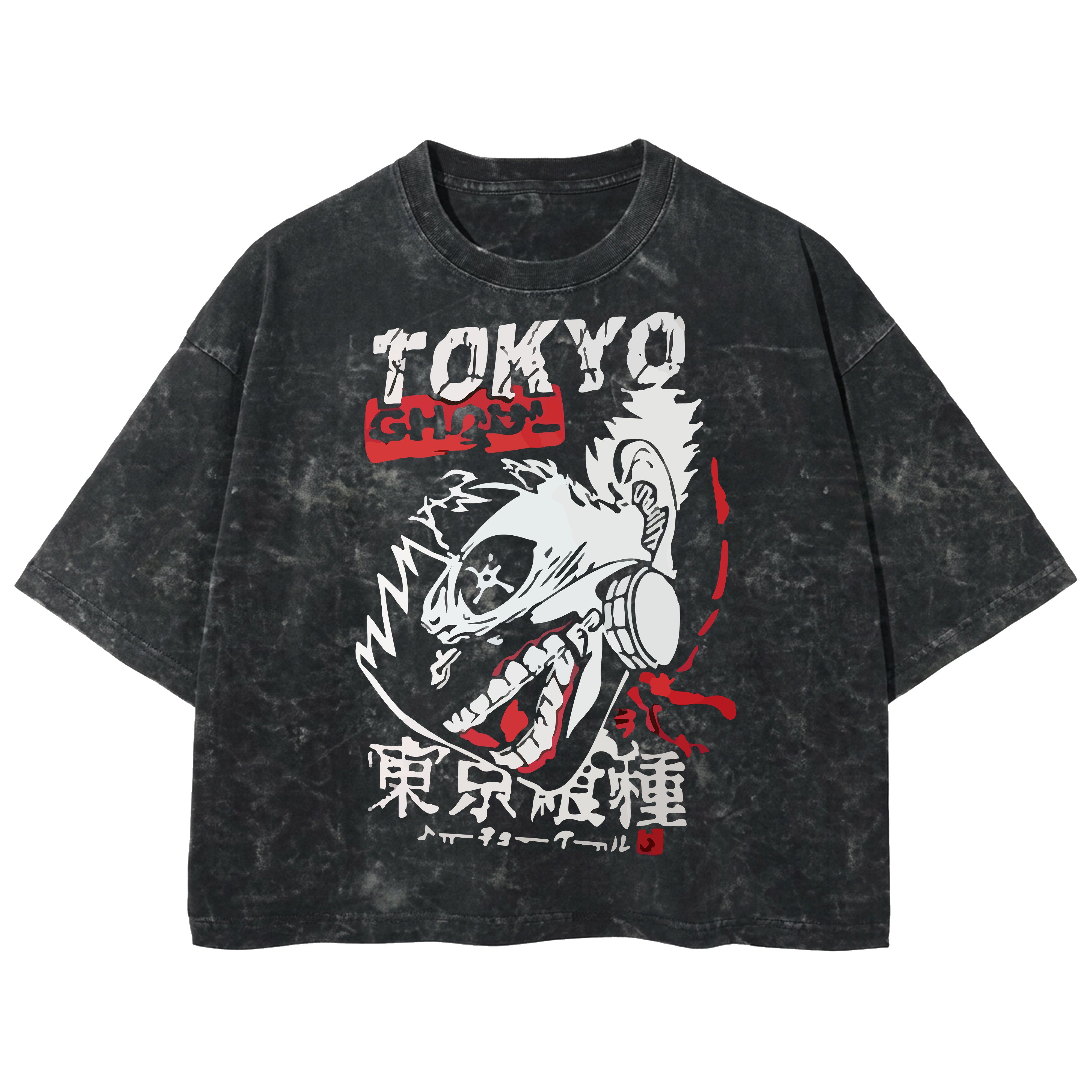 Playera streetwear premium de anime y gaming ExtraLife MX, corte boxy deluxe mineral wash heavyweight en color Acid Wash, moda urbana mexicana de culto.