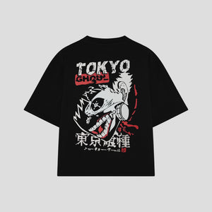 Playera streetwear premium de anime y gaming ExtraLife MX, corte oversized drop shoulder ligero y fresco en color Deep Black y Off-White, moda urbana mexicana de culto.