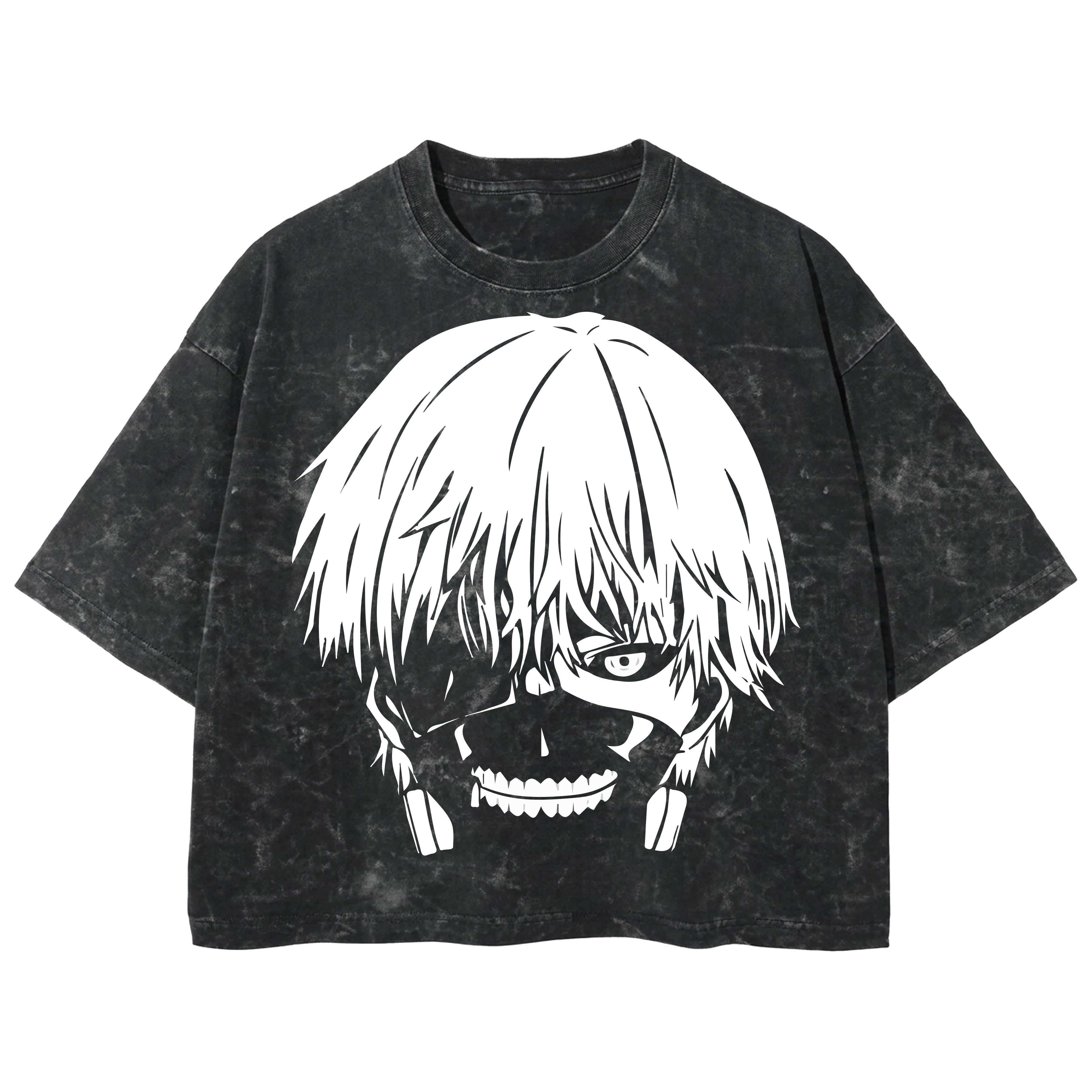 Playera streetwear premium de anime y gaming ExtraLife MX, corte boxy deluxe mineral wash heavyweight en color Acid Wash, moda urbana mexicana de culto.