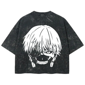 Playera streetwear premium de anime y gaming ExtraLife MX, corte boxy deluxe mineral wash heavyweight en color Acid Wash, moda urbana mexicana de culto.