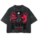 Playera streetwear premium de anime y gaming ExtraLife MX, corte boxy deluxe mineral wash heavyweight en color Acid Wash, moda urbana mexicana de culto.