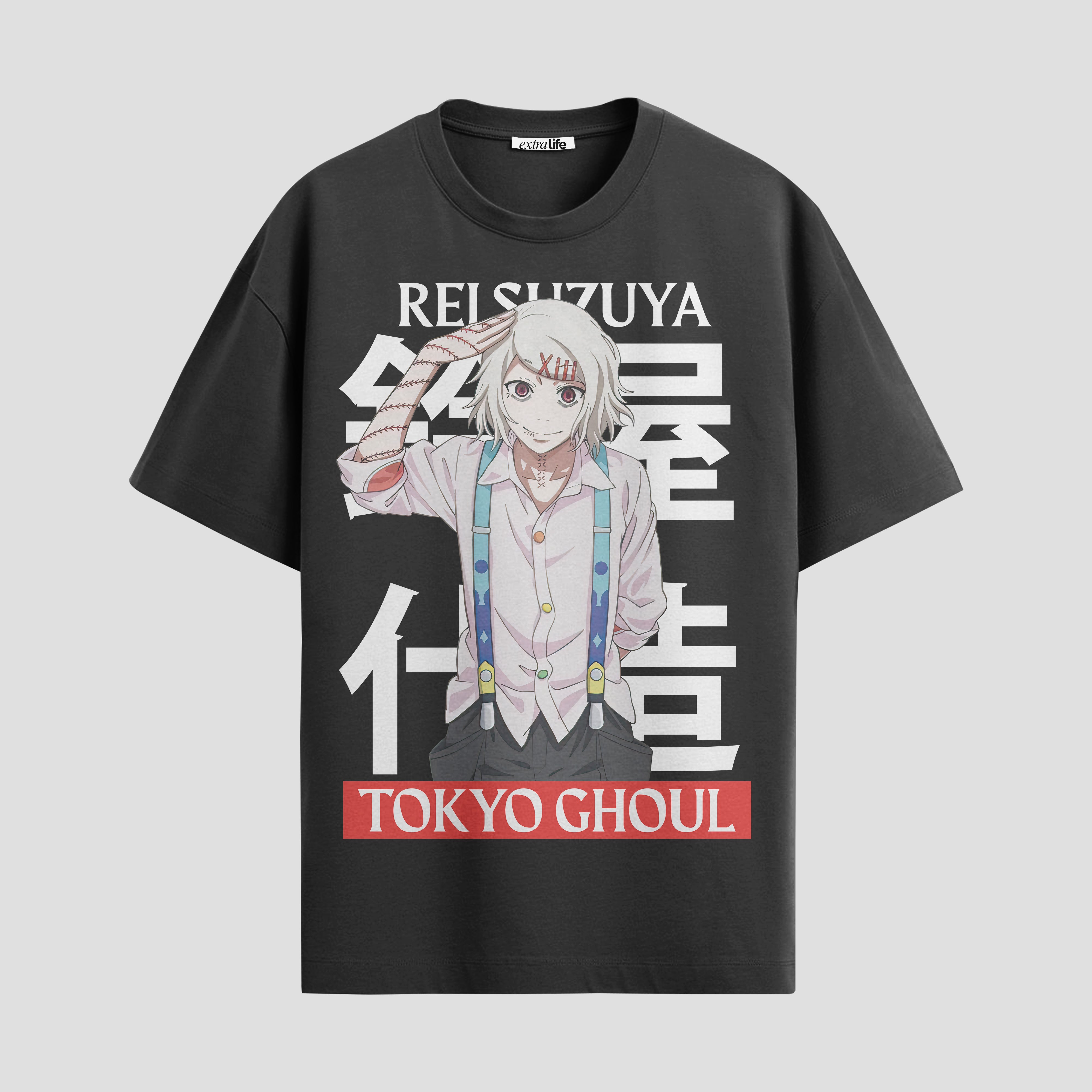 Playera urbana de anime y gaming ExtraLife MX, corte Standard Fit unisex ligero y transpirable en color Deep Black y Pure White, ropa de uso diario para gym y casual.