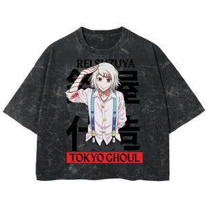 Playera streetwear premium de anime y gaming ExtraLife MX, corte boxy deluxe mineral wash heavyweight en color Acid Wash, moda urbana mexicana de culto.