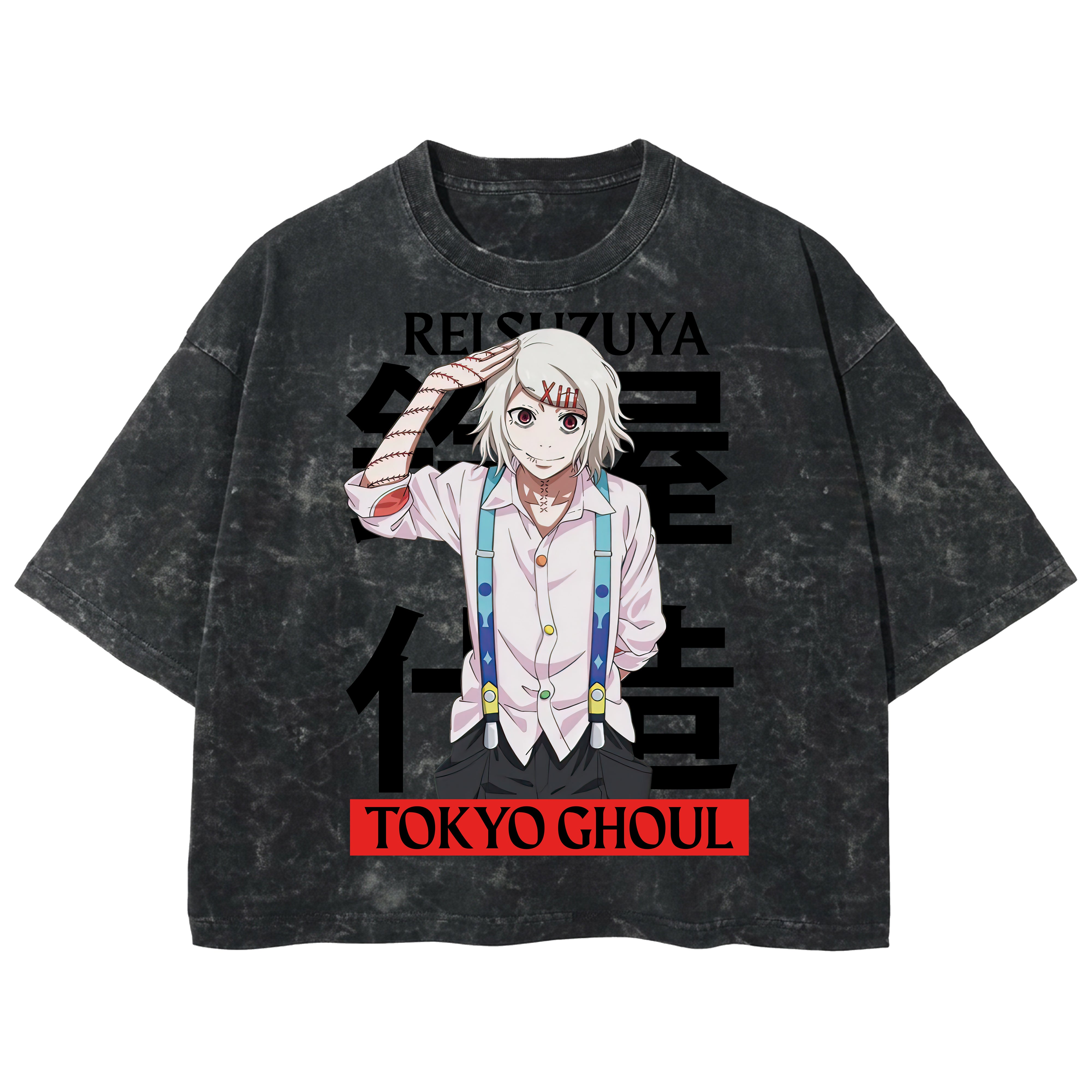 Playera streetwear premium de anime y gaming ExtraLife MX, corte boxy deluxe mineral wash heavyweight en color Acid Wash, moda urbana mexicana de culto.