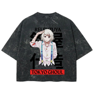 Playera streetwear premium de anime y gaming ExtraLife MX, corte boxy deluxe mineral wash heavyweight en color Acid Wash, moda urbana mexicana de culto.